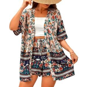 Women's Plus size boho 2pc floral Short set sz 4X